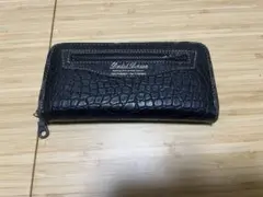 メンズ 長財布 ラウンドファスナー クロコ型押し ブラック ブラック系