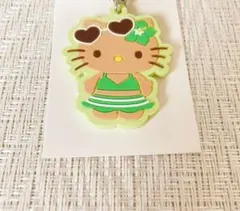 ［新品］セリア　日焼けキティ　ラバーストラップ　グリーン