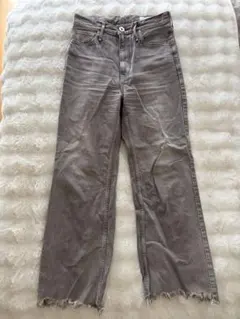 upper hights グレージュ 切りっぱなしワイドデニム