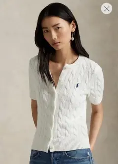 ポロラルフローレン　ケーブルニット　半袖カーディガン ホワイト　タグ付き