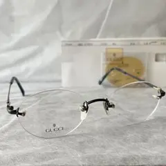 超美品！！GUCCI ラインストーン　リムレス　サングラス　アイウェア　シルバー GRANCY サングラス 「GRANCY」Rhinestone Design Rimless Glasses