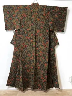 【未使用・美品】着物　正絹　袷　小紋　躾糸付き　昭和レトロ　縮緬　リメイク