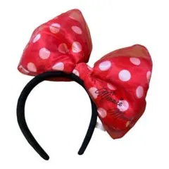 ディズニー ミニーマウス リボン カチューシャ 赤 ドット