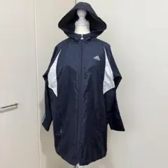 adidas アディダス ベンチコート ボアフード付き Clima365 紺