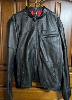 本革!!黒レザーシングルライダースジャケット