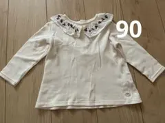刺繍付きフリル襟の長袖シャツ 90