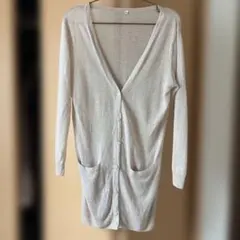 無印良品⭐︎長袖 Vネック カーディガン ベージュ 薄手⭐︎麻100%