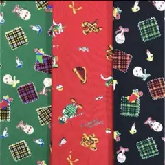 ★Xmas シーチング カット布③(91×50以上)3枚★ パッチワーク キルト