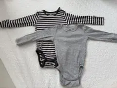 H&M ストライプ柄 長袖ボディスーツ 74cm 9M