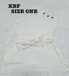 KBF チュニック ONE 白 ビッグボタン ベルト付 ブラウス [623]のサムネイル