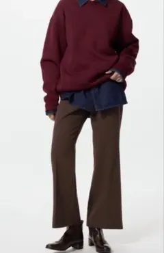 UNIQLOスマートフレアパンツ　Lサイズ　ダークブラウン