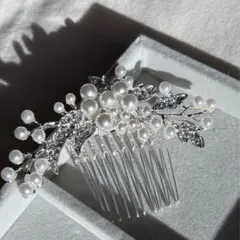 髪飾り かんざし パール ヘアアクセサリー シルバー 結婚式 二次会 入学式