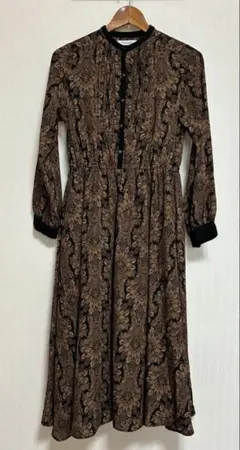 URBAN RESEARCH ダマスクプリント長袖ワンピース　フリーサイズ