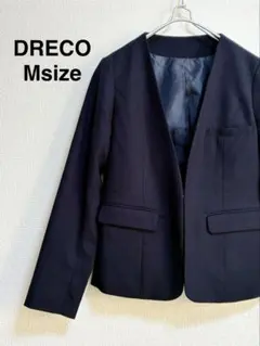 【美品】DRECO ノーカラージャケット Mサイズ ネイビー ウォッシャブル
