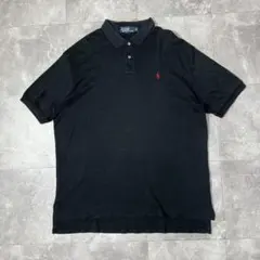 【USA古着】90s ラルフローレン ポロシャツ 赤ポニー　XL 黒 Y2K