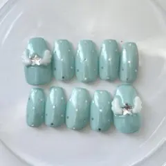 【現品ネイルチップ】ウィッシュコアネイル　ワンホンネイル　星ネイル　韓国ネイル