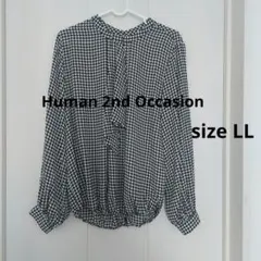 Human 2nd Occasion 千鳥柄ブラウス LL
