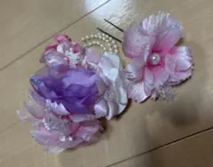 花飾り ヘアアクセサリー ピンク 紫 コーム付き