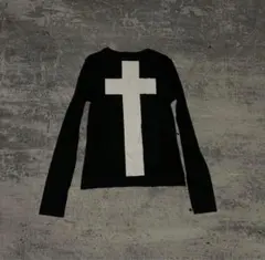 Opium - 十字架 Cross design long T-shirts 黒