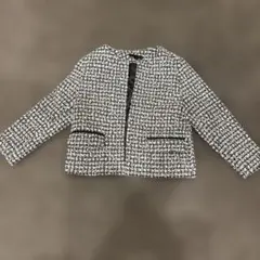 UNIQLOノーカラージャケット M ブラック・ホワイト