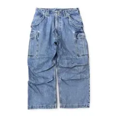 IMPRESTORE インプレストア　M デニムカーゴパンツ ライトブルー