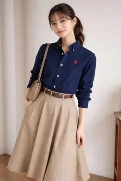 RALPH LAUREN ラルフローレン　ボタンダウンシャツ ネイビー 赤ポニー