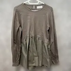 ペプラム　カットソー　焦茶