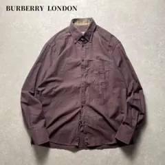 ロンドン製BURBERRY LONDON ボタンダウンシャツ長袖モカブラウンノバ