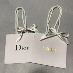 (小)Dior ブラック＆ゴールドロゴ ショッパー 2点セット リボン付き