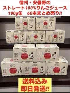 信州・安曇野産のストレート100%りんごジュース、190g缶　60本まとめ売り‼︎のサムネイル