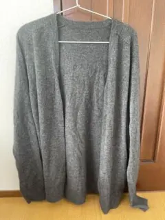 美品　無印良品　グレー ウール混紡 カーディガン