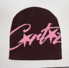 や*ん様 ビーニー　ニット帽　ブラウン　ピンク 海外ストリート　Y2K