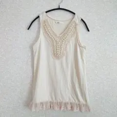 タンクトップ キャミソール レース パール フェアリーグランジ y2k