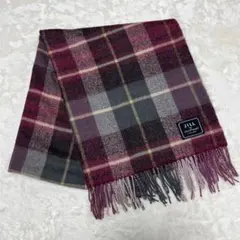 ◎ 大判マフラー　ジルスチュアート　チェック柄 フリンジ ボルドー