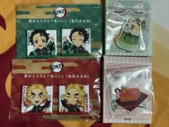 鬼滅　繋がるスクエア缶バッジ　煉獄杏寿郎　竈門炭治郎　アクリルチャーム
