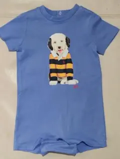 ラルフローレン　犬のイラストロンパース 青 70
