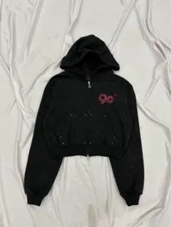 9090 girl Logo Glitter Zip Hoodie