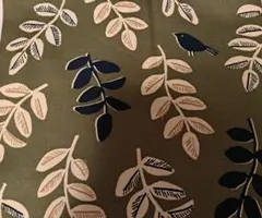 北欧風　COSMO TEXTILE リーフと鳥のプリント生地　1m