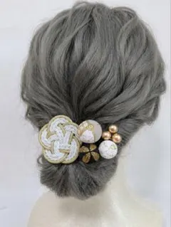 お祭 七五三 成人式 卒業式 着物　つまみ細工　髪飾り　和玉　玉かんざしb146