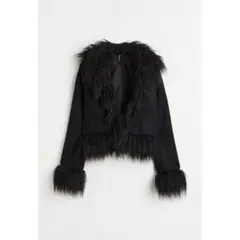 DIVIDED ファー付き黒クロップドジャケット