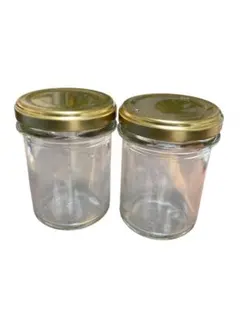 ガラス製耐熱　保存容器 2個セット 金色の蓋付き　プリン