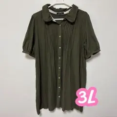 レディース 大きいサイズ シャツ チュニック カーキ