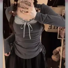 グレイル　フリルリボンキャミソール×ドロストトップスアンサンブル　GRL