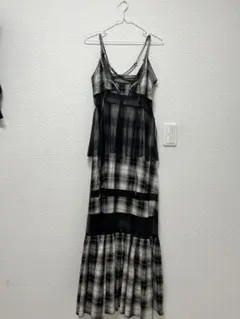 チェックチュールティアードワンピース