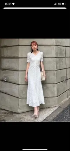 riendaバンピーレースマーメイド フリルスリーブワンピースのサムネイル