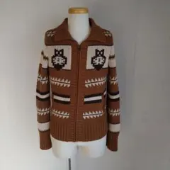 トミーヒルフィガージップアップニットジャケットカウチン風アンゴラサイズM