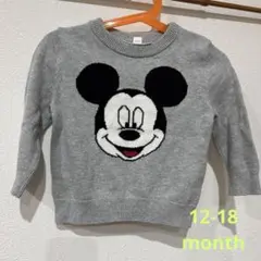 ベビーギャップ　ミッキー　ニットセーター　12-18month グレー