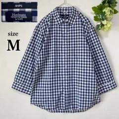 シップス ×ハードマンズ アイリッシュリネン混 ギンガムチェックシャツ 七分袖M