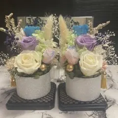 プリザーブドフラワー 仏花／お供え花 【クリアケース入り】 2個セット 一対