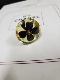 CHANEL リング ブラック ビンテージ 02P シャネル ブラック フラワー